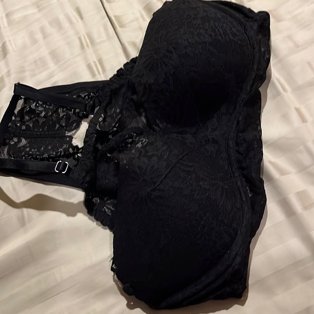 PINK black lace bralette